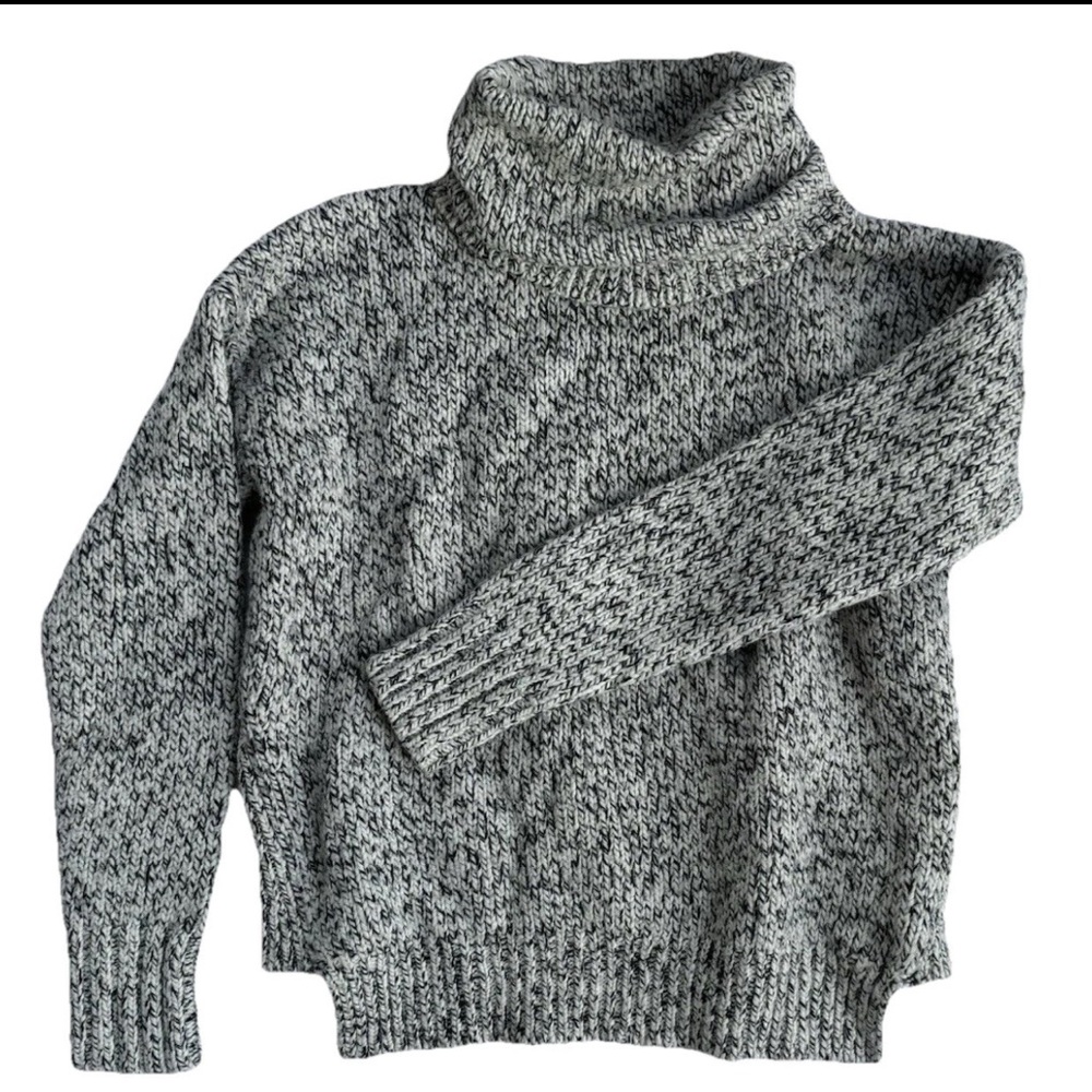 Madewell Women’s size small Sweater black white Marled Wool Blend long sleeve